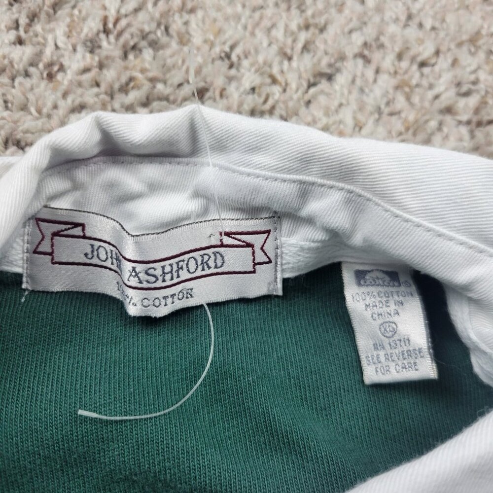 VTG John Ashford Rugby Polo Shirt XL Striped Collar Boat Outdoor Preppy 90s - Picture 2 of 10